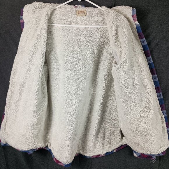 Boston Traders Sherpa Flannel Shacket Womens L Plaid Hooded Gorpcore Cabincore - Picture 3 of 7